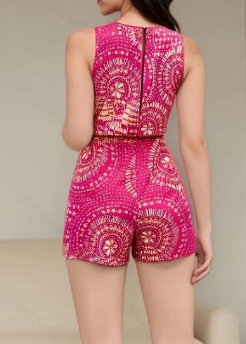 Pembe Bağlamalı Kolsuz Mini Tulum - Görsel 2