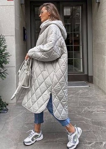 xs Beden yeşil Renk Zara Oversize Uzun Kapitone Şişme Mont
