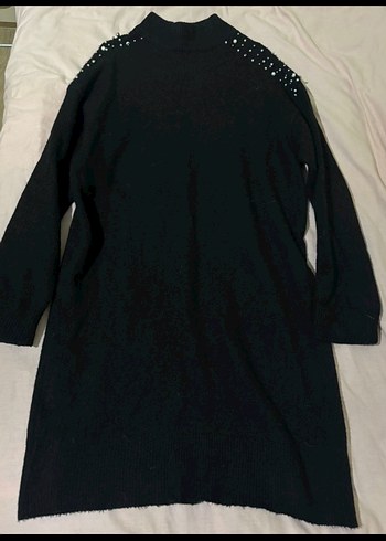 l Beden Stradivarius Taşlı Siyah Triko Elbise