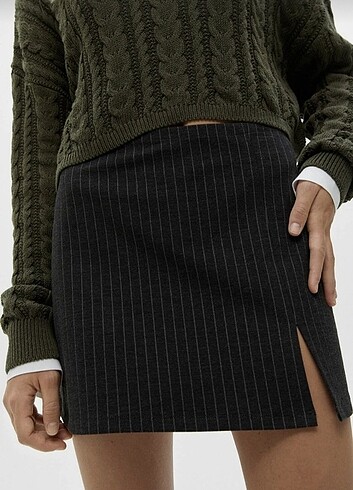 s Beden Pull&Bear Çizgili kısa etek