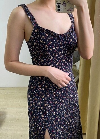 Zara uzun çiçekli elbise