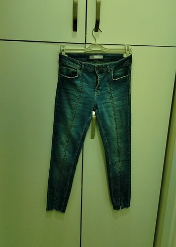 Zara Gri Mavi Kadın Denim Pantolon kot yeni bir kaç defa giydim
