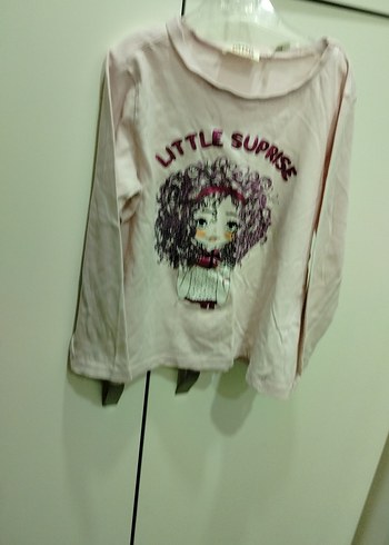 Kız Çocuk Bej Uzun Kollu Baskılı Tişört - Görsel 2