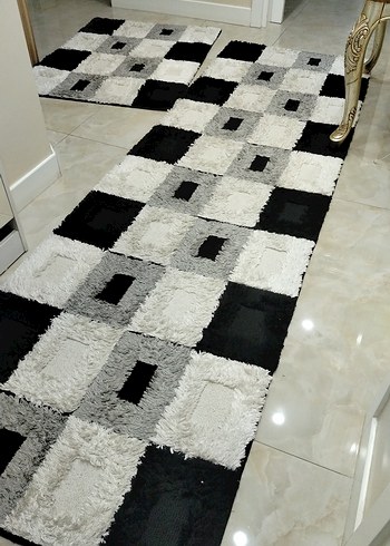 grı kareli Çağdaş Halı 3,20 *90 ikincisi 120* 90  2  adet yolluk - Görsel 3