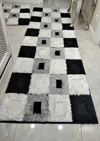 grı kareli Çağdaş Halı 3,20 *90 ikincisi 120* 90  2  adet yolluk - Görsel 2