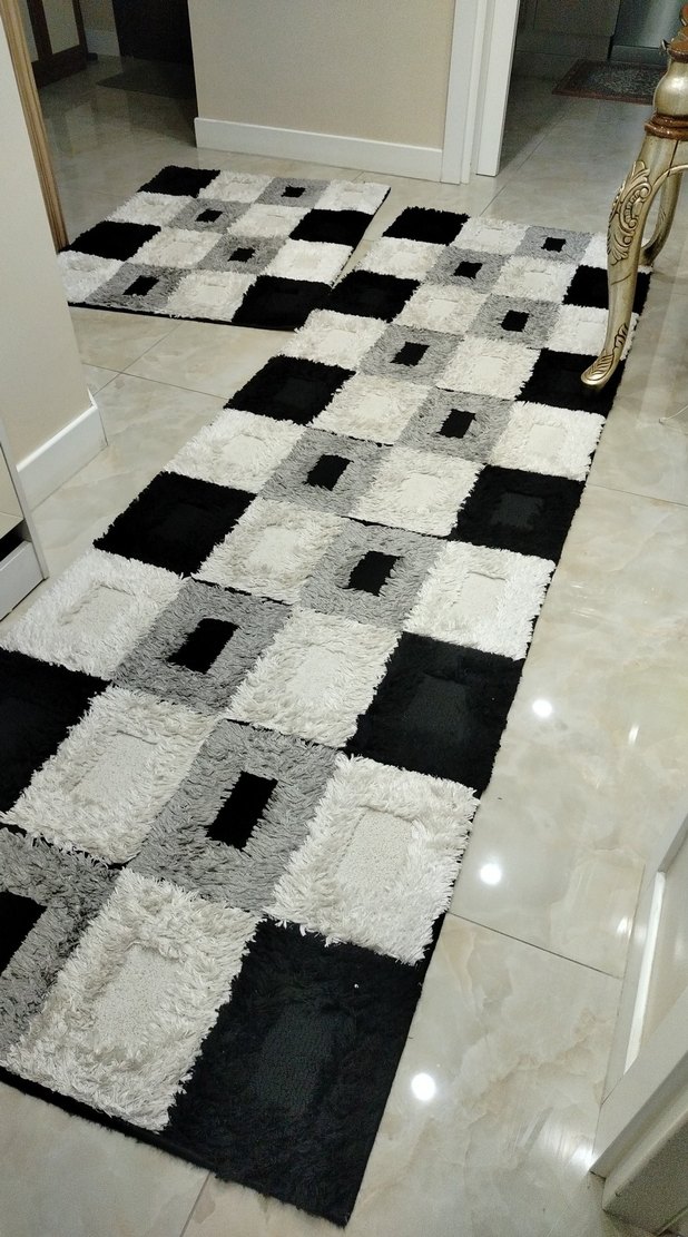 grı kareli Çağdaş Halı 3,20 *90 ikincisi 120* 90  2  adet yolluk - Görsel 3