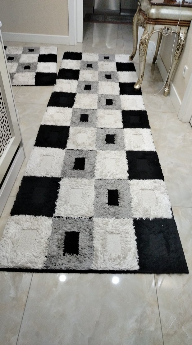 grı kareli Çağdaş Halı 3,20 *90 ikincisi 120* 90  2  adet yolluk - Görsel 2