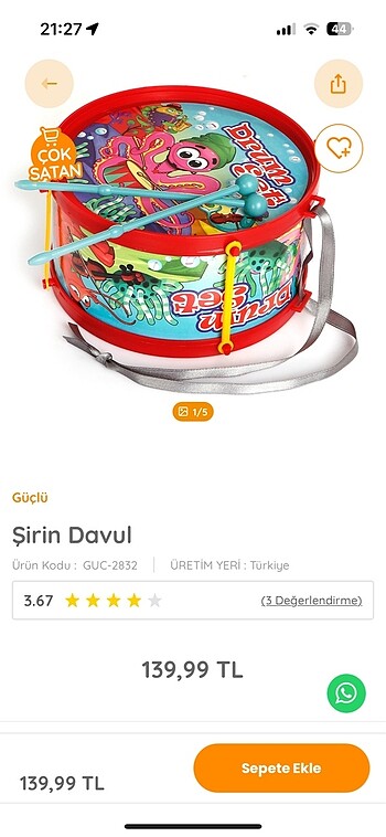 Bebek davul oyuncak