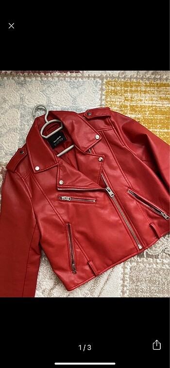 kırmızı deri ceket