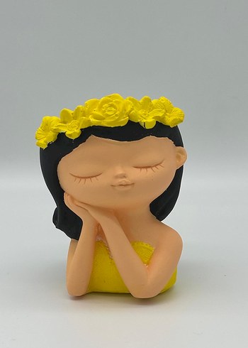 Sarı Çiçekli Kadın Figürin mumluk - Görsel 4