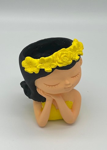 Sarı Çiçekli Kadın Figürin mumluk - Görsel 2