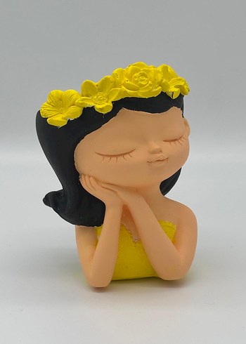 Sarı Çiçekli Kadın Figürin mumluk - Görsel 3