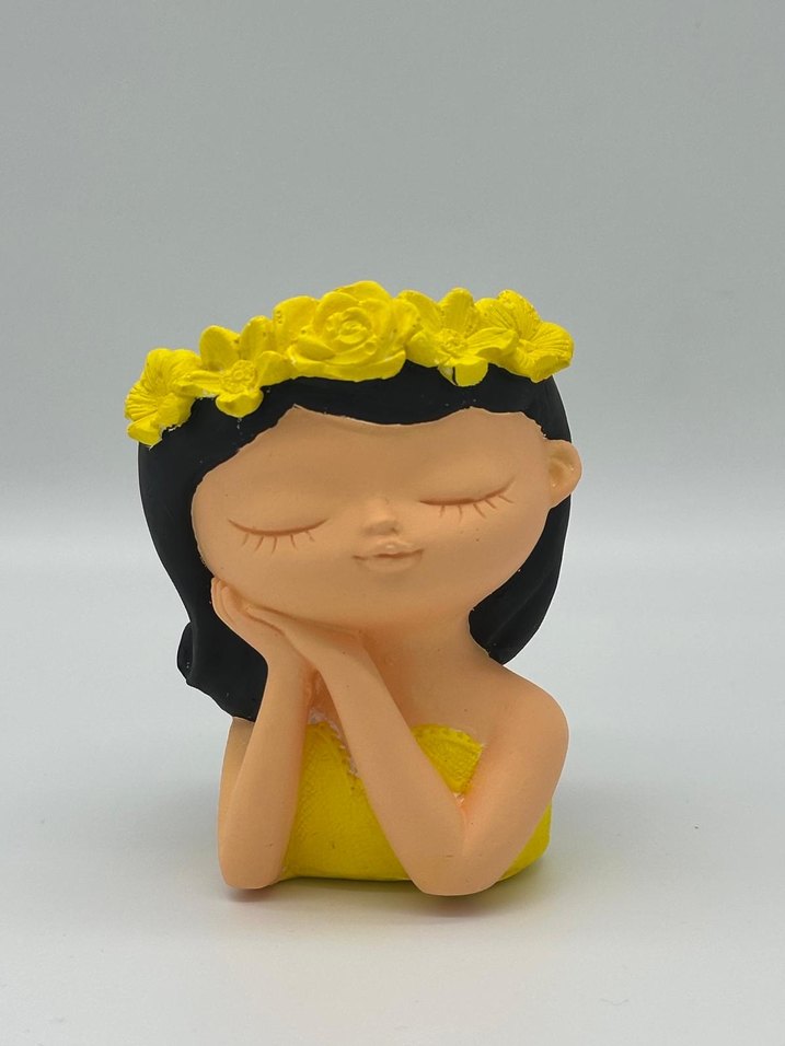 Sarı Çiçekli Kadın Figürin mumluk - Görsel 4