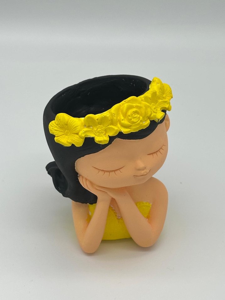 Sarı Çiçekli Kadın Figürin mumluk - Görsel 2