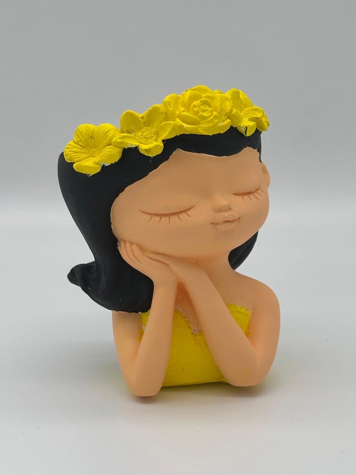 Sarı Çiçekli Kadın Figürin mumluk - Görsel 3