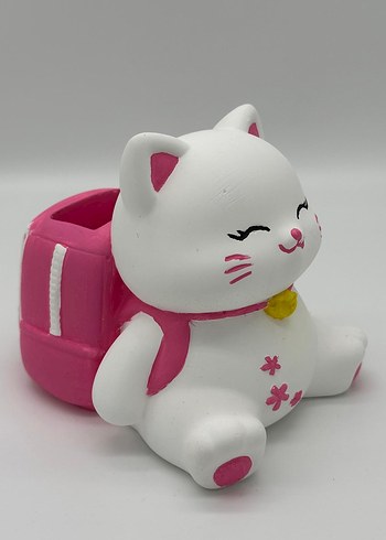 Renkli Pembe Kedi Figürlü Kalemlik - Görsel 2