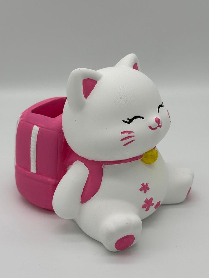 Renkli Pembe Kedi Figürlü Kalemlik - Görsel 2