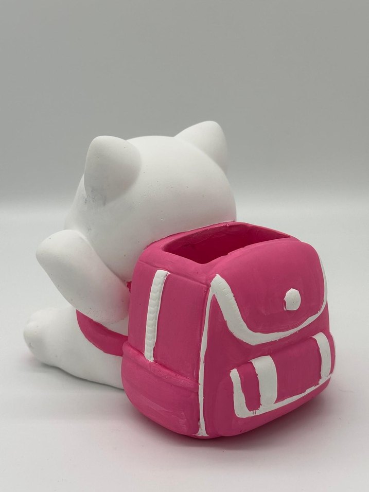 Renkli Pembe Kedi Figürlü Kalemlik - Görsel 3