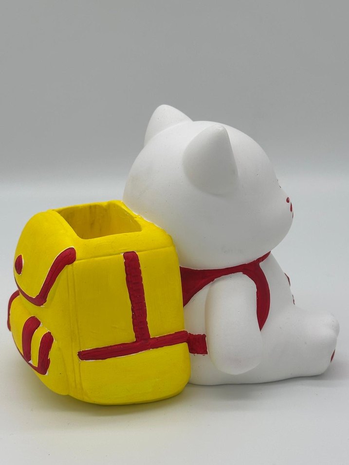 Renkli Beyaz Kedi Kalemlik - Görsel 3