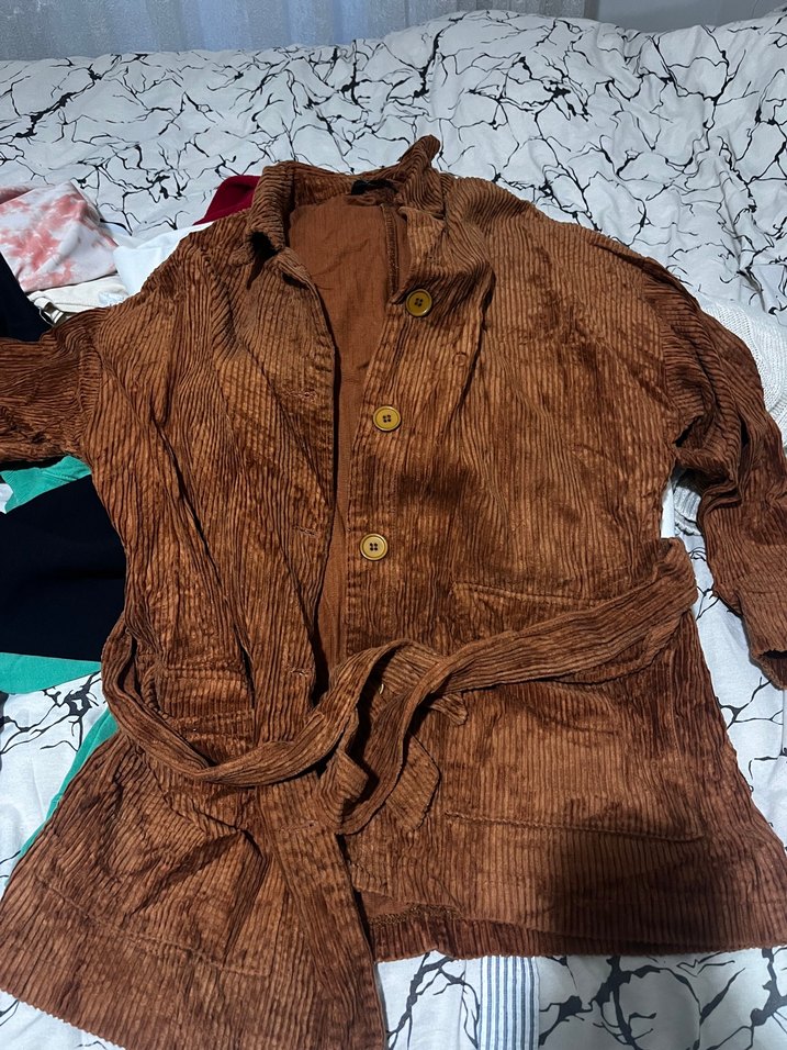 Kuşaklı Kahverengi Ceket - Görsel 2