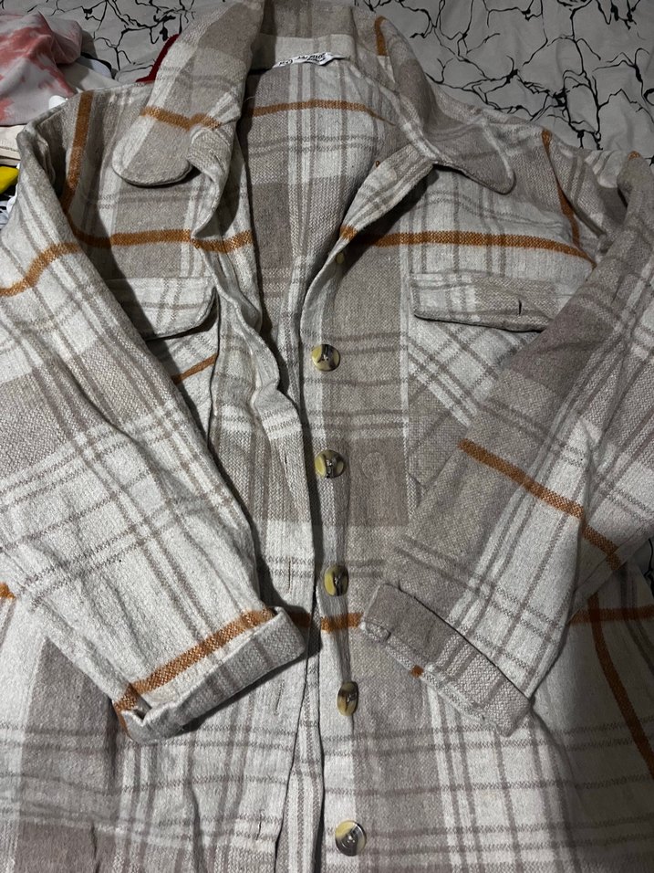 Gri Ekoseli Düğmeli Kadın Gömlek - Görsel 3