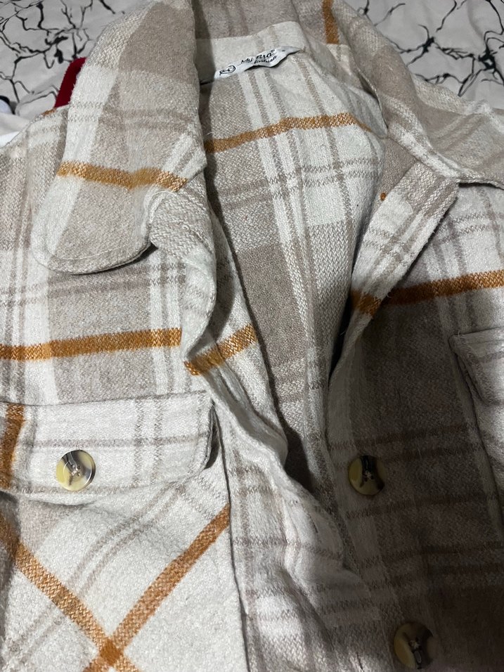 Gri Ekoseli Düğmeli Kadın Gömlek - Görsel 2