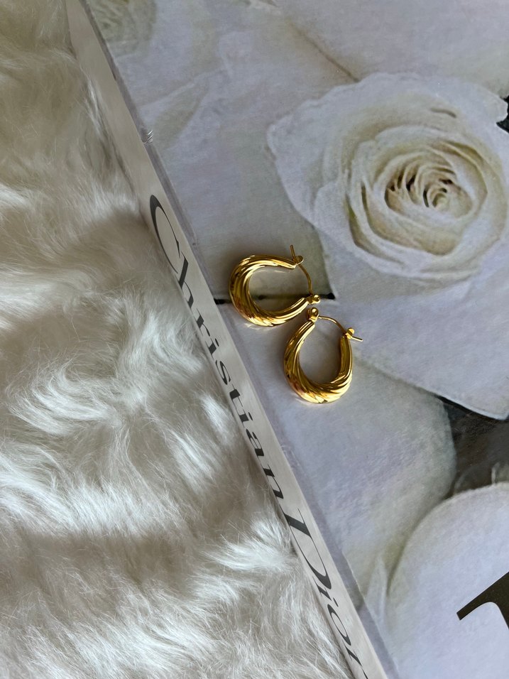 Altın Renk Mini Boy Kemerli Küpe - Görsel 2