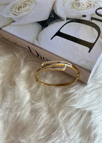 Işıltılı Taşlı Desenli Altın Kelepçe - Görsel 2