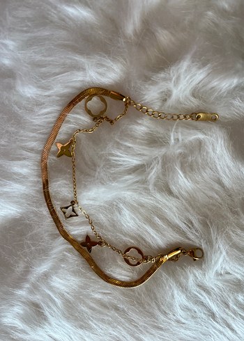 Zincir Detaylı Parlak Altın Bileklik - Görsel 6