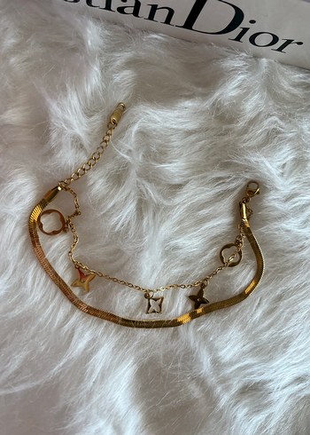 Zincir Detaylı Parlak Altın Bileklik - Görsel 5