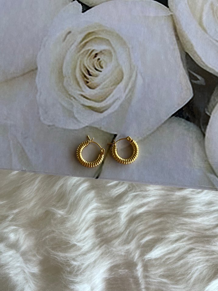 Parlak Altın Mini Halka Küpeler - Görsel 2