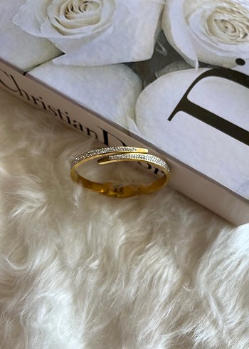 Parlak Altın Taşlı Desenli Bileklik - Görsel 2