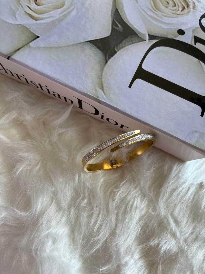 Parlak Altın Taşlı Desenli Bileklik - Görsel 5