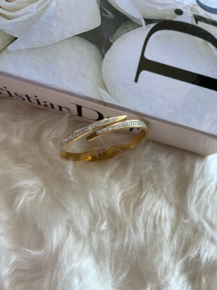 Parlak Altın Taşlı Desenli Bileklik - Görsel 4