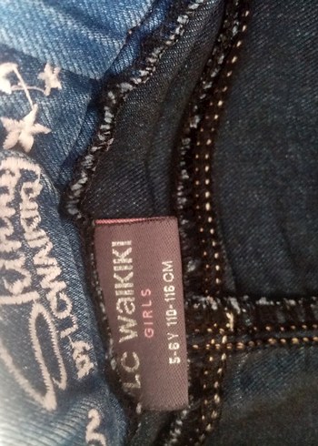 5 Yaş Beden mavi Renk Kız Çocuk Mavi Elastik Bel Denim Pantolon