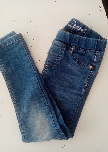 Kız Çocuk Mavi Elastik Bel Denim Pantolon