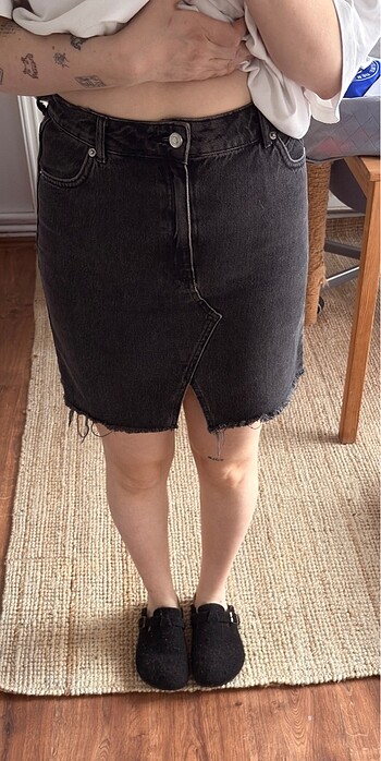 Topshop Siyah Denim Mini Etek