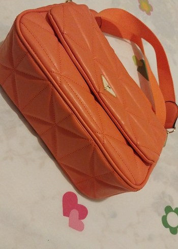 Turuncu Deri Kadın Omuz Çantası - Görsel 2