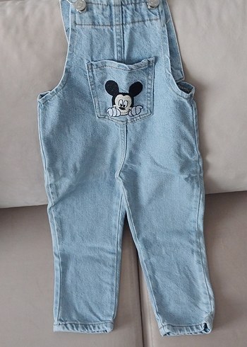 Kız Çocuk Mavi Denim Askılı Tulum - Görsel 2