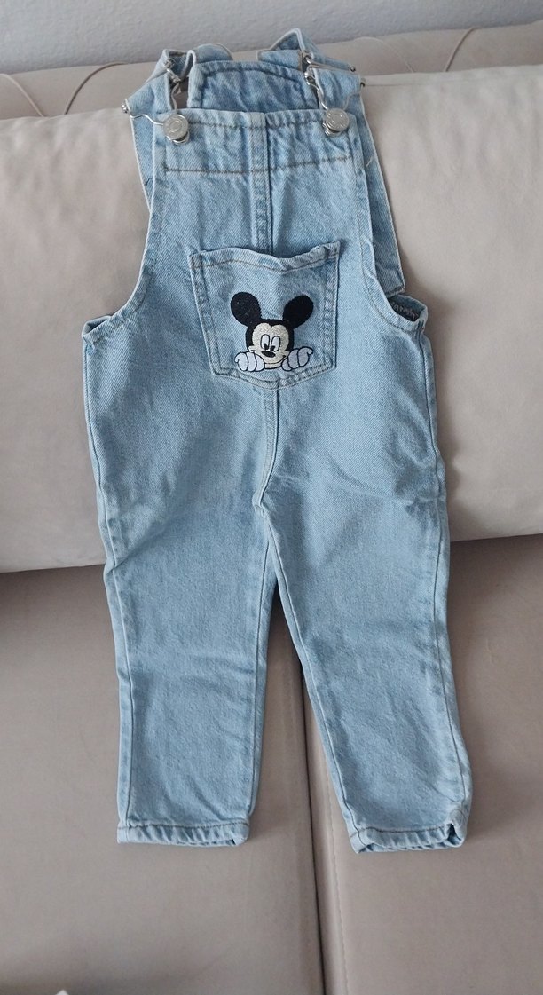 Kız Çocuk Mavi Denim Askılı Tulum - Görsel 2