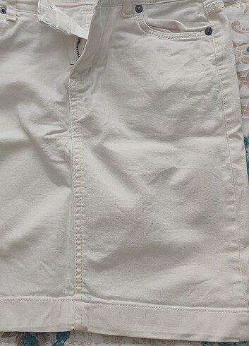 Kadın beyaz jean etek - Görsel 2