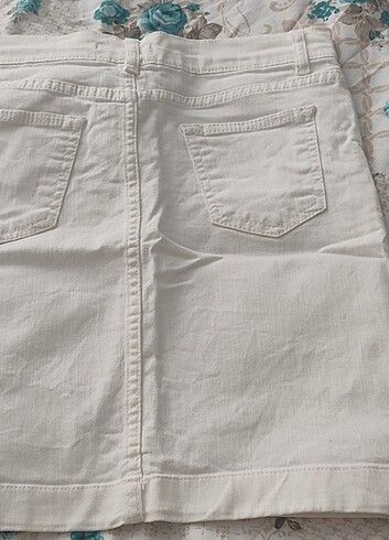 Kadın beyaz jean etek - Görsel 3