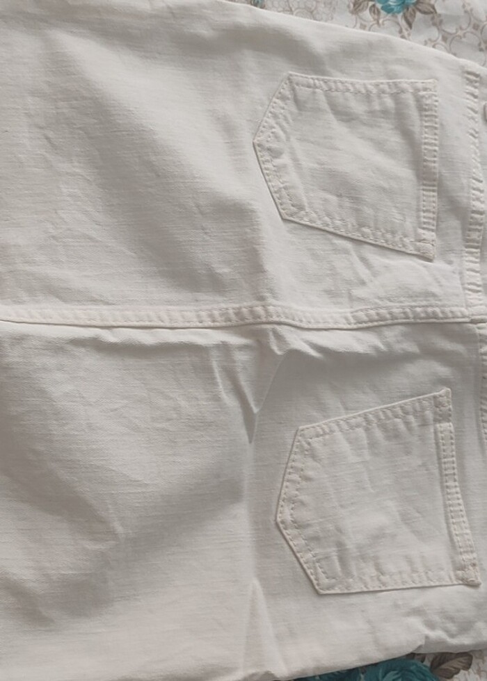 Kadın beyaz jean etek - Görsel 4