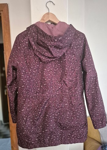 Bordo Leopar Desenli Fermuarlı Kadın yağmurluk - Görsel 2