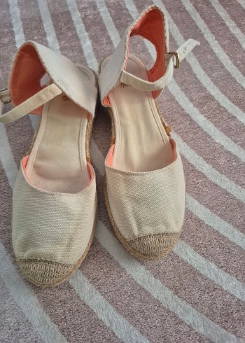 Bej Kadın Keten Dolgu Topuk Espadril - Görsel 2