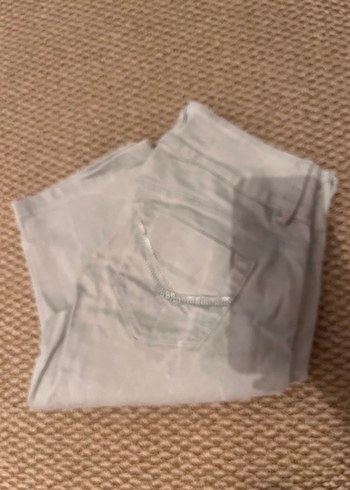 28 Beden gri Renk Gri Mini Denim Düğmeli Kadın Pantolon