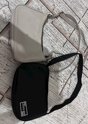 2li siyah veGri Minimalist Tokalı Kadın Çanta