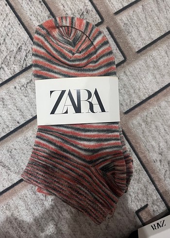Zara Erkek Mini Çorap, Çok Renkli Zebra Desenli
