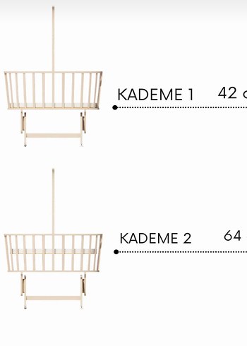 Bej Pastel Ahşap Bebek Beşiği - Görsel 3