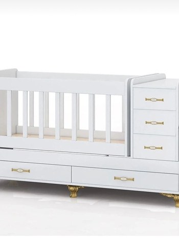 Beyaz Bebek Beşiği ve Saklama Ünitesi - Görsel 3